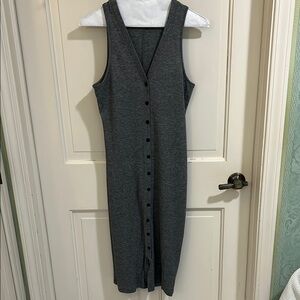 Rag & Bone Gray Sheath Midi Dress V-Neck Sleeveless